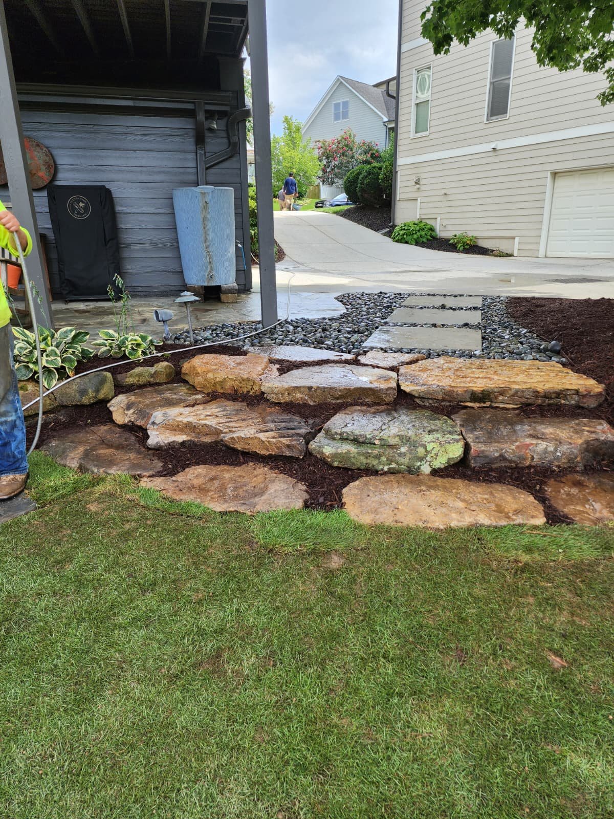 Hardscaping and retaining wall work, view 7